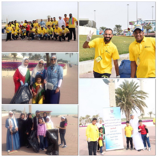 الحملة الشبابية كفو لتنظيف مخلفات الاحتفال بالأعياد الوطنية بجانب أبراج الكويت 