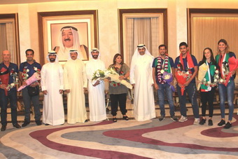 د/حمود فليطح الشمري يستقبل بصالة التشريفات البطل الكويتي الفارس علي الخرافي 