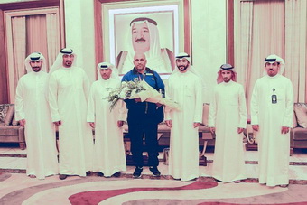 د/صقر الملا يستقبل بصالة التشريفات البطل الكويتي حسين المسري 