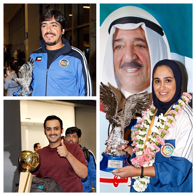عودة وفد أبطال منتخب الرماية الكويتية